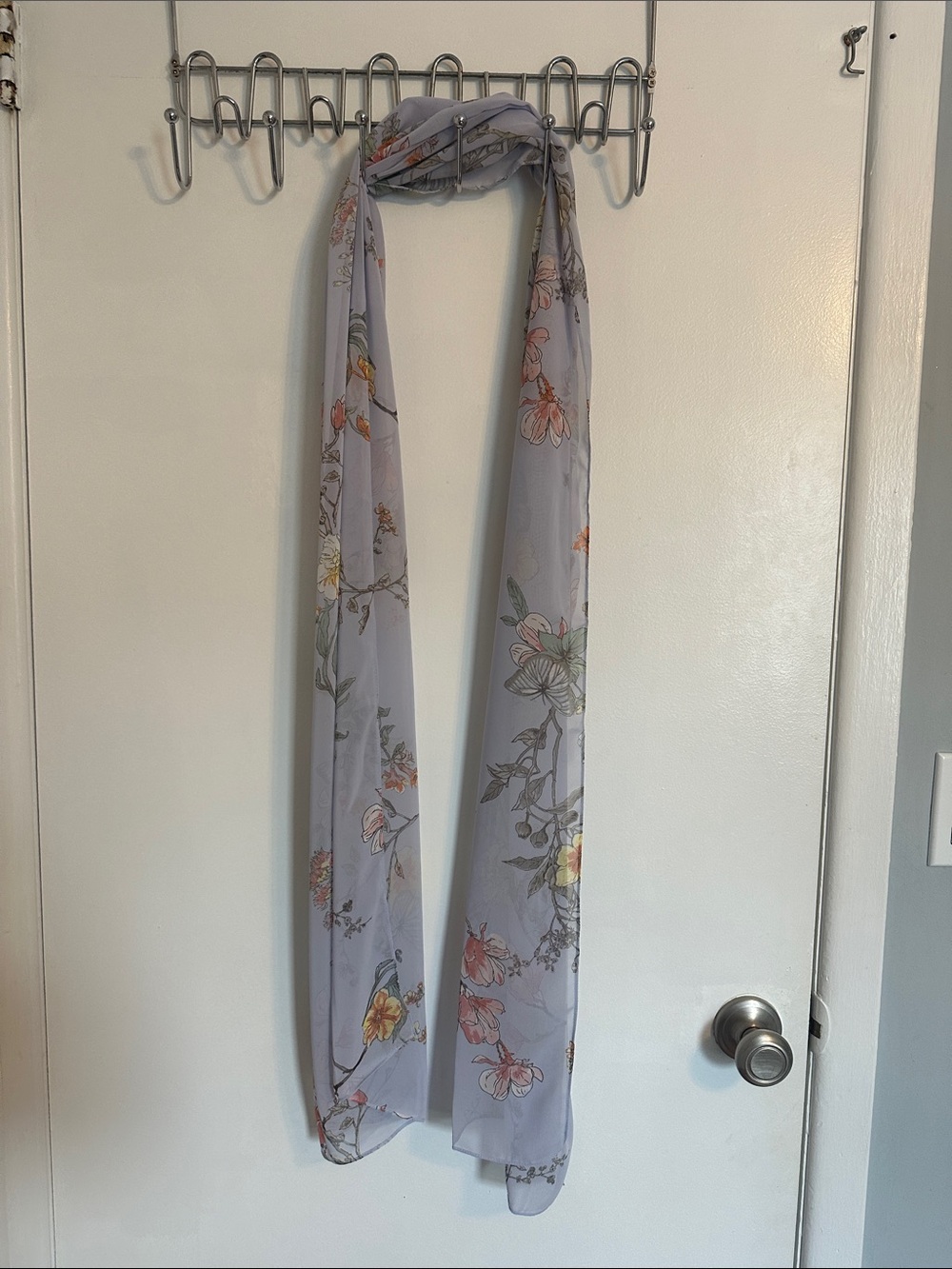 Light blue floralChiffon Scarf - Women's Accessory